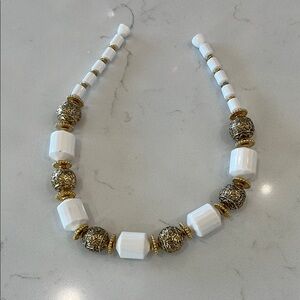Elegant Gold and White Beaded Necklace